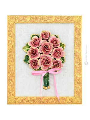 Bas relief picture ceramic - Office décor - Vivid beverly roses