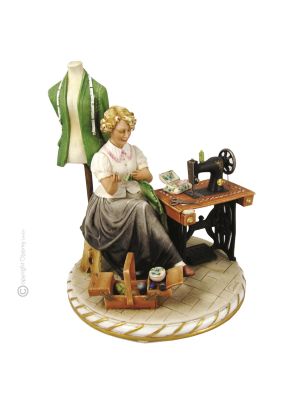 DRESSMAKER WITH TAILOR'S DUMMY Statuette statue figure porcelain Capodimonte handmade Made in Italy exclusive