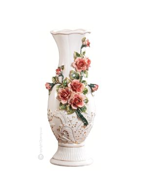 Flowers vase ceramic - Accent décor - Slim climbing roses artwork