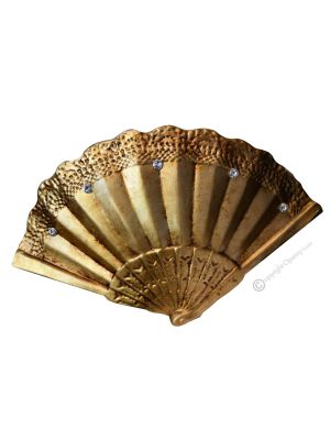 FAN Wall decorative object to hang Baroque style artistic ceramic with 24k gold leaf Swarovski crystals
