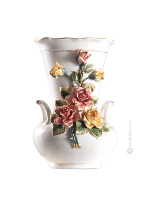 Flowers vase ceramic - Living room décor - Low globe wide mouth