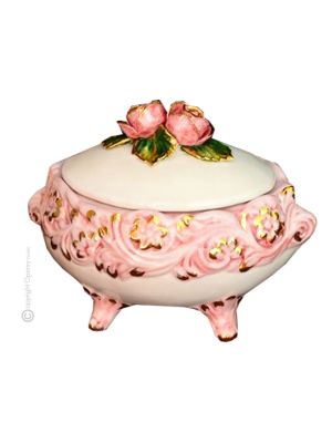 BOX handmade ceramic table ornament Baroque style artistic with 24k gold details Made in Italy