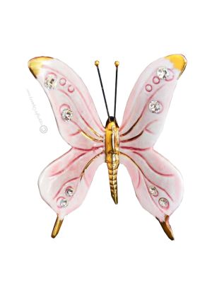 BUTTERFLY Wall decorative object to hang Baroque style artistic ceramic with 24k gold color Swarovski crystals