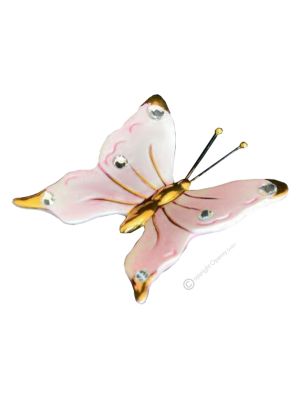 BUTTERFLY Wall decorative object to hang Baroque style artistic ceramic with 24k gold color Swarovski crystals