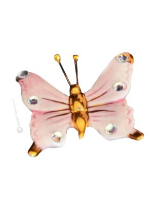 BUTTERFLY Wall decorative object to hang Baroque style artistic ceramic with 24k gold color Swarovski crystals