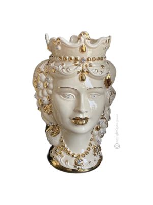 MORO HEADS FEMALE handmade ceramic artistic table ornament Made in Italy