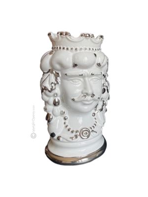 MORO HEADS MALE handmade ceramic artistic table ornament Made in Italy with 24k gold details