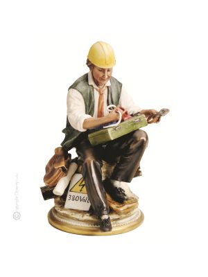 ELECTRICIAN Statuette statue figure porcelain Capodimonte handmade Made in Italy exclusive