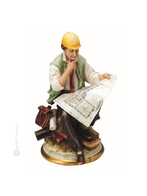 ENGINEER Statuette statue figure porcelain Capodimonte handmade Made in Italy exclusive