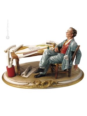 ARCHITECT Statuette statue figure porcelain Capodimonte handmade Made in Italy exclusive