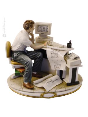 SURVEYOR Statuette statue figure porcelain Capodimonte handmade Made in Italy exclusive