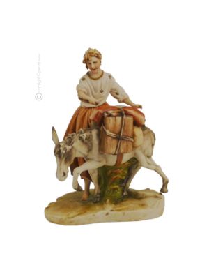 SHEPHERD WITH DONKEY Statuette statue figure porcelain Capodimonte handmade made in Italy exclusive