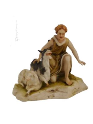 YOUNG SHEPHERD Statuette statue figure porcelain Capodimonte handmade made in Italy exclusive