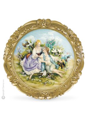 THE FIRST DATE Picture Bas-relief Porcelain Capodimonte Made in Italy