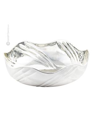 Vintage silver bowl - Table decoration - Round wavy contour