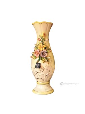 Vase ceramic artwork - Interior décor - Opulent flowers sculpture
