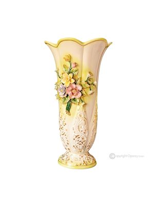 Vase ceramic art - Table decor dining - Majestic floral design