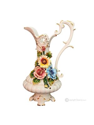 Vase ceramic artwork - Living room décor - Amphora style blossoms