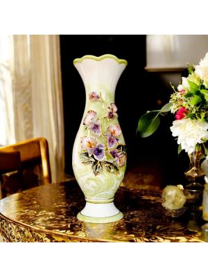 Vase ceramic artwork - Interior style - Flowers garden relief