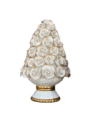 FLOWERS handmade ceramic table ornament Baroque style artistic with 24k gold details Made in Italy