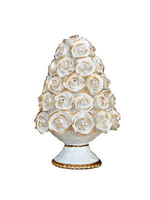 FLOWERS handmade ceramic table ornament Baroque style artistic with 24k gold details Made in Italy