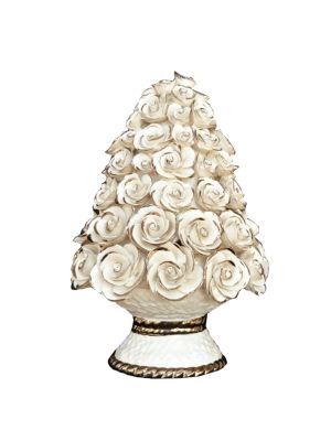 FLOWERS handmade ceramic table ornament Baroque style artistic with platinum details Made in Italy