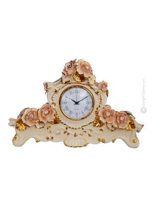 Table clock ceramic - Home style - Wrapped in pink flowers