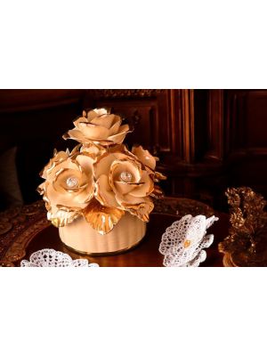 FLOWERS handmade ceramic table ornament Baroque style artistic with 24k gold details Made in Italy