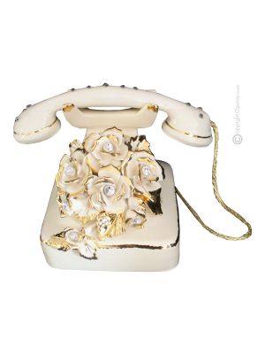 FLOWERS handmade ceramic table ornament Baroque style artistic with 24k gold details Made in Italy