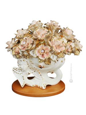 ANGEL handmade ceramic table ornament Baroque style artistic with 24k gold details Made in Italy