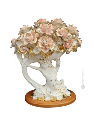 DIANA handmade ceramic table ornament Baroque style artistic with 24k gold details Made in Italy