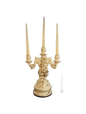 Candelabra 3 arm ceramic - Home decò - Elaborated baroque style