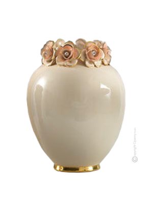 Ceramic vase decor  - Home style - Gleaming jar roses garland