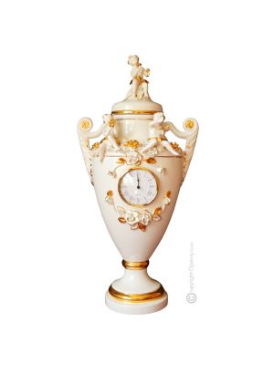 Table clock ceramic - Table centerpiece - Lidded vase shape