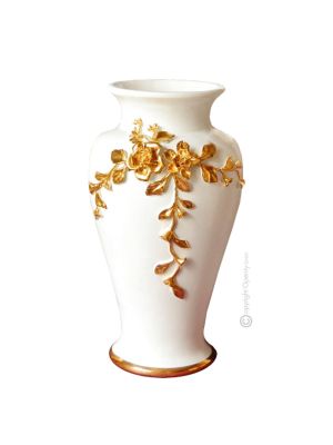 Flowers vase ceramic - Office décor - Timeless golden silhouette