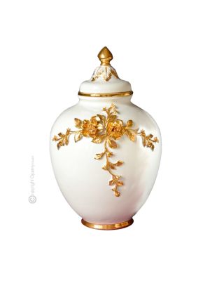 Vase ceramic art - Home aesthetic - Golden relief design fine jar