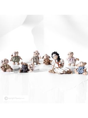 SNOW WHITE WITH 7 DWARFS Capodimonte porcelain figurines, the magic of fairy tales in Italian art.
