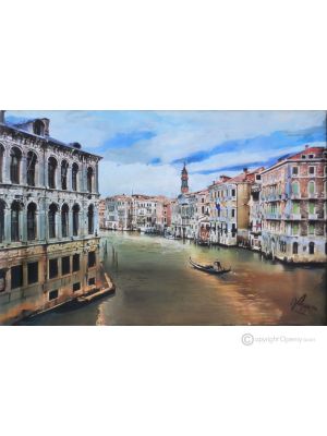 CANAL GRANDE Painting on canvas by Massimo Scarpa with encaustic technique