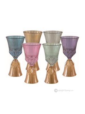 CANALETTO Set of 6 authentic hand-painted stemmed wine glasses in superior quality glass.