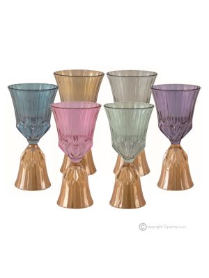 CANALETTO Set of 6 authentic hand-painted stemmed water glasses in superior quality glass.