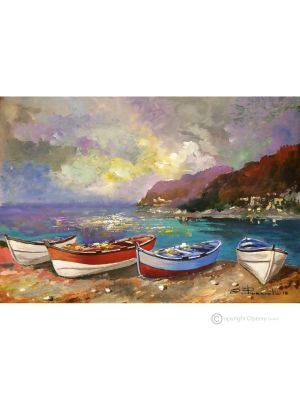 THE MARINA Acrylic painting on canvas modern Made in Italy 