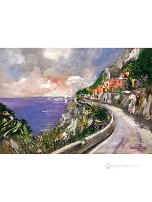 AMALFI COAST Acrylic painting on canvas modern Made in Italy 