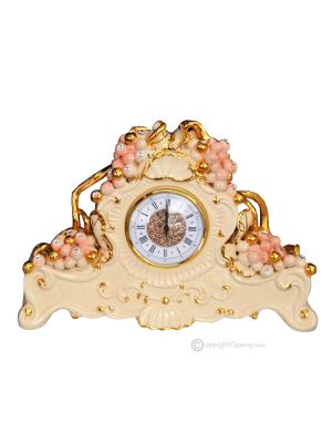 Table clock ceramic - Living room décor - Rosa autumn motif
