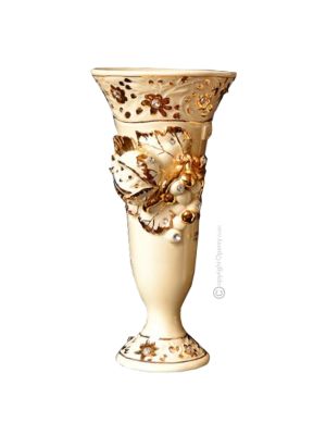 VASE VISTOSO Baroque style artistic ceramic with 24k gold details Made in Italy