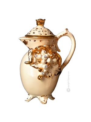 TEAPOT handmade ceramic table ornament Baroque style artistic with 24k gold details Swarovski crystals