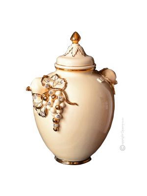 Vase ceramic art - Interior style - 24k gold-paint autumn motif
