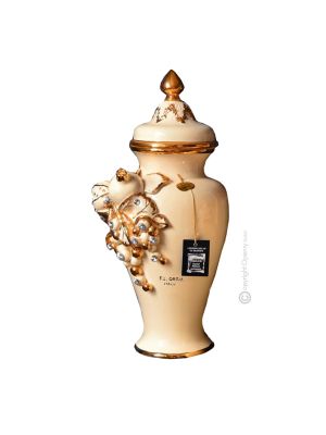 VASE GRADEVOLE Baroque style artistic ceramic with 24k gold details Made in Italy