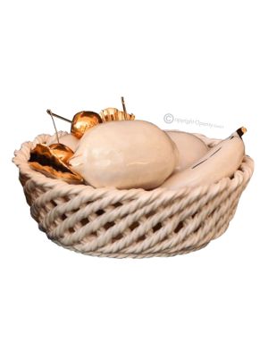 Centerpiece sculpture ceramic - Decor art - Round fruits basket