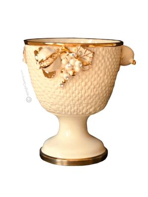 COPPA handmade ceramic table ornament Baroque style artistic with 24k gold details Swarovski crystals