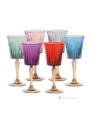 DOMINA Set of 6 authentic hand-painted stemmed wine glasses in superior quality glass.